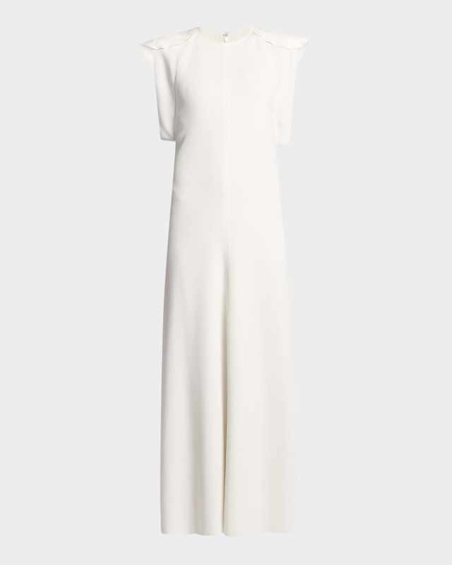 Folded Cap-Sleeve Midi Dress